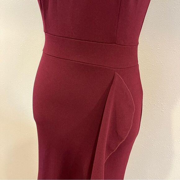 WOOSEA halter High Neck Split Bodycon Mermaid Evening Cocktail Long Dress - Picture 3 of 15